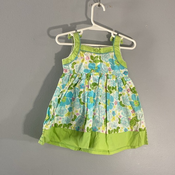 George Kids Dress with Green and Blue Floral DesignSize 12 Months - Picture 3 of 9